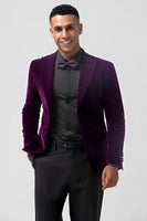 Load image into Gallery viewer, Dark Purple Peak Lapel One Button Prom Blazer