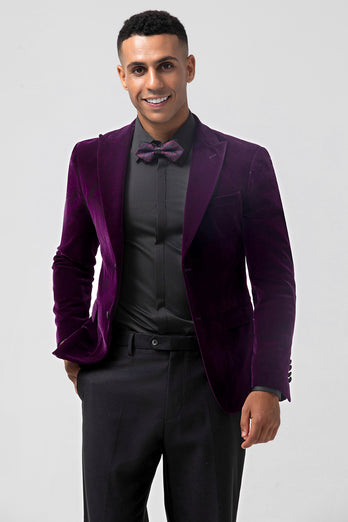 Dark Purple Peak Lapel One Button Prom Blazer