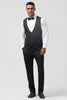 Load image into Gallery viewer, Peak Lapel Black 3 Piece Jacquard Men&#39;s Prom Suits