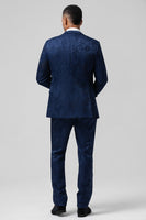 Load image into Gallery viewer, Black Peak Lapel Jacquard One Button 3 Piece Prom Suits