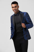 Load image into Gallery viewer, Royal Blue Peak Lapel Jacquard Men&#39;s Prom Suits