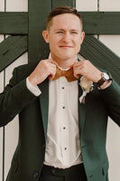 Load image into Gallery viewer, Notched Lapel Dark Green 2 Piece Single Breasted Groomsmen Suits