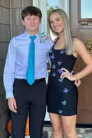 Load image into Gallery viewer, Sparkly Sheath Square Neck Black Short Homecoming Dress with Beading