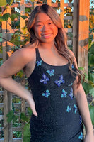 Load image into Gallery viewer, Sparkly Sheath Square Neck Black Short Homecoming Dress with Beading