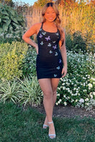 Load image into Gallery viewer, Sparkly Sheath Square Neck Black Short Homecoming Dress with Beading