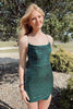 Load image into Gallery viewer, Sparkly Dark Green Bodycon Sequins Short Homecoming Dress with Slit