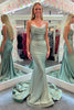 Load image into Gallery viewer, Mermaid Spaghetti Straps Green Long Prom Dress with Lace