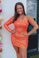 Load image into Gallery viewer, Sequins Orange One Shoulder Tight Short Homecoming Dress