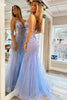 Load image into Gallery viewer, Mermaid Spaghetti Straps Lilac Corset Prom Dress with Beading