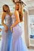 Load image into Gallery viewer, Mermaid Spaghetti Straps Lilac Corset Prom Dress with Beading