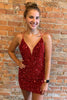 Load image into Gallery viewer, Spaghetti Straps V-Neck Royal Blue Tight Short Homecoming Dress