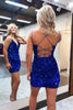 Load image into Gallery viewer, Plunging V-Neck Red Sequins Short Homecoming Dress