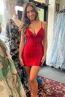 Load image into Gallery viewer, Bodycon Fuchsia Spaghetti Straps Short Homecoming Dresses