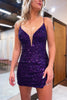 Load image into Gallery viewer, Unique Spaghetti Straps Criss-Cross Straps Sequins Tight Short Homecoming Dress
