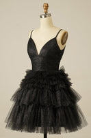 Load image into Gallery viewer, A Line Light Pink Spaghetti Straps Tiered Short Homecoming Dress with Ruffles