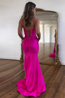 Load image into Gallery viewer, Sparkly Black Mermaid Beaded Long Corset Prom Dress With Slit