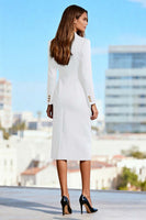 Load image into Gallery viewer, Black Peak Lapels Double Breasted Pencil Midi Blazer Dress