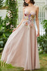 Load image into Gallery viewer, Elegant A Line Strapless Blush Long Wedding Guest Dress with 3D Flowers