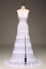 Load image into Gallery viewer, Glitter Dark Navy Tulle Long Corset Prom Dress With Appliques