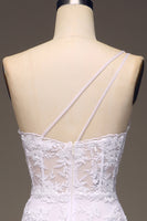 Load image into Gallery viewer, A Line White Long Corset Appliqued Prom Dress With Slit