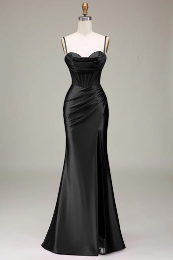 Satin Spaghetti Straps Lilac Prom Dress with Corset