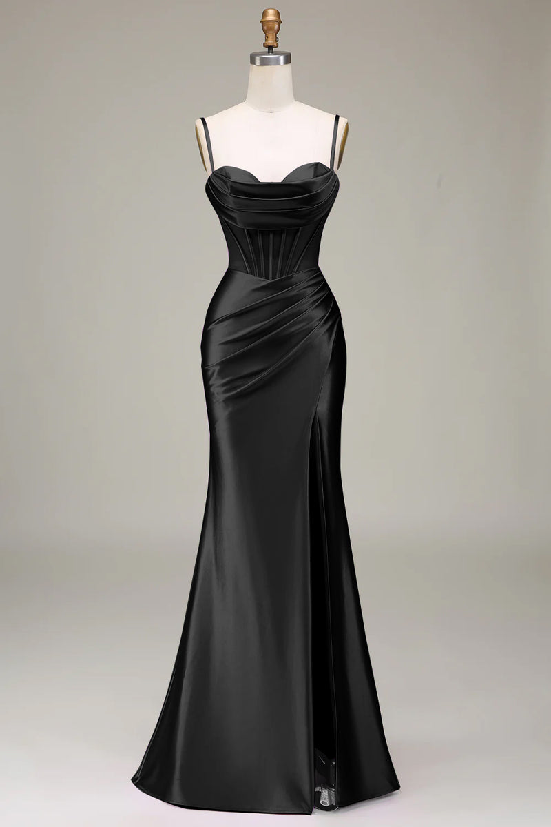 Load image into Gallery viewer, Satin Spaghetti Straps Lilac Prom Dress with Corset