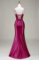 Load image into Gallery viewer, Satin Spaghetti Straps Lilac Prom Dress with Corset