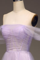 Load image into Gallery viewer, Lilac A Line Long Corset Prom Dress