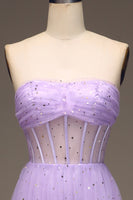 Load image into Gallery viewer, Sparkly Purple A Line Long Corset Sequined Prom Dress