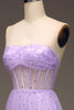 Load image into Gallery viewer, Sparkly Purple A Line Long Corset Sequined Prom Dress