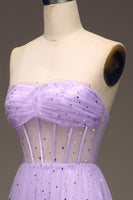 Load image into Gallery viewer, Sparkly Purple A Line Long Corset Sequined Prom Dress
