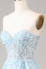 Load image into Gallery viewer, Light Blue Beaded Long Prom Dress With Slit