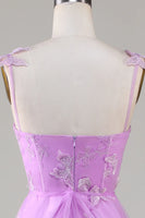 Load image into Gallery viewer, A Line Green Corset Long Tulle Prom Dress with 3D Butterflies Split Front