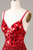Load image into Gallery viewer, Red Corset Long Mirror Prom Dress With Slit