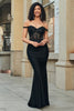 Load image into Gallery viewer, Black Mermaid Corset Long Appliqued Prom Dress
