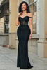 Load image into Gallery viewer, Black Mermaid Corset Long Appliqued Prom Dress