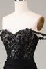Load image into Gallery viewer, Black Mermaid Corset Long Prom Dress With Appliques