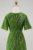 Load image into Gallery viewer, Floral Blue A-Line Velvet V-Neck Long Bridesmaid Dress with Sleeves