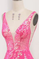 Load image into Gallery viewer, Glitter Fuchsia Mermaid Long Prom Dress With Sequined Appliques