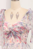 Load image into Gallery viewer, Floral Print A Line Tulle Long Prom Dress
