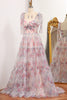 Load image into Gallery viewer, Floral Print A Line Tulle Long Prom Dress