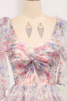 Load image into Gallery viewer, Floral Print A Line Tulle Long Prom Dress