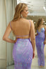Load image into Gallery viewer, Sparkly Lilac Mermaid Backless Long Prom Dress With Embroidery