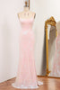 Load image into Gallery viewer, Sparkly Pink Mermaid Sequined Appliques Long Prom Dress With Side Slit