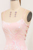 Load image into Gallery viewer, Sparkly Pink Mermaid Sequined Appliques Long Prom Dress With Side Slit