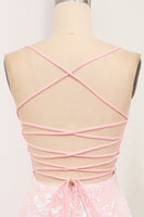 Load image into Gallery viewer, Sparkly Pink Mermaid Sequined Appliques Long Prom Dress With Side Slit