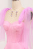 Load image into Gallery viewer, Shiny Pink A Line Backless Long Corset Prom Dress