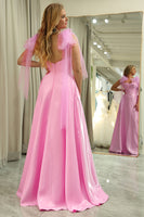 Load image into Gallery viewer, Glitter Pink A Line Spaghetti Straps Backless Long Corset Prom Dress