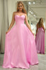Load image into Gallery viewer, Glitter Pink A Line Spaghetti Straps Backless Long Corset Prom Dress