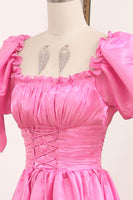 Load image into Gallery viewer, Convertible Hot Pink A Line Off the Shoulder Long Prom Dress